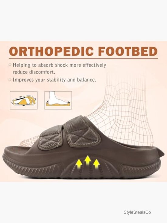 Mens Recovery Sandals Orthopedic Slides Cushioned Plantar Fasciitis Comfort
